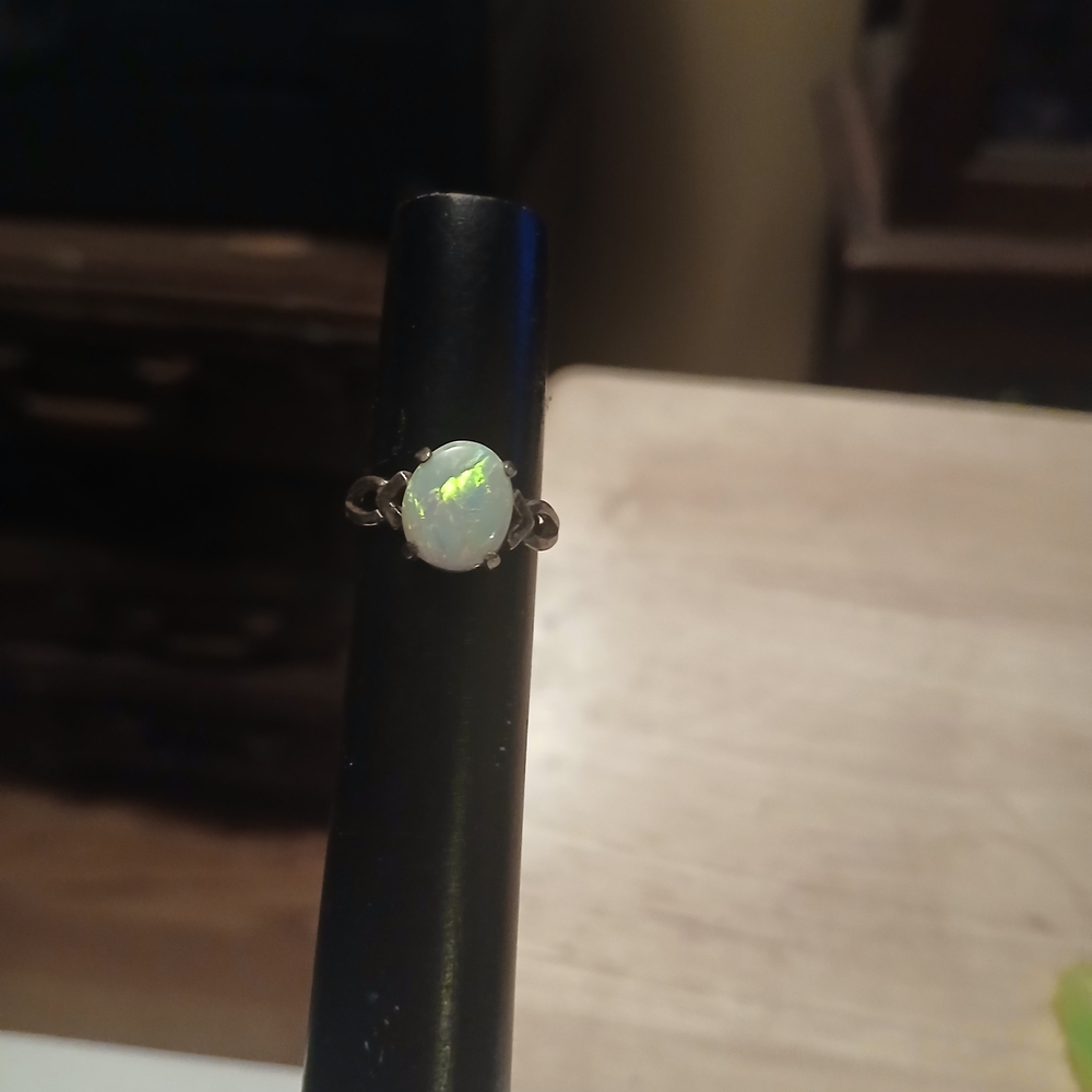 Dazzling Opal Ring in Sterling Silver Band